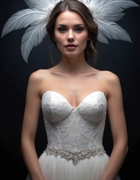 唯美抹胸裙新娘美女婚纱照图片